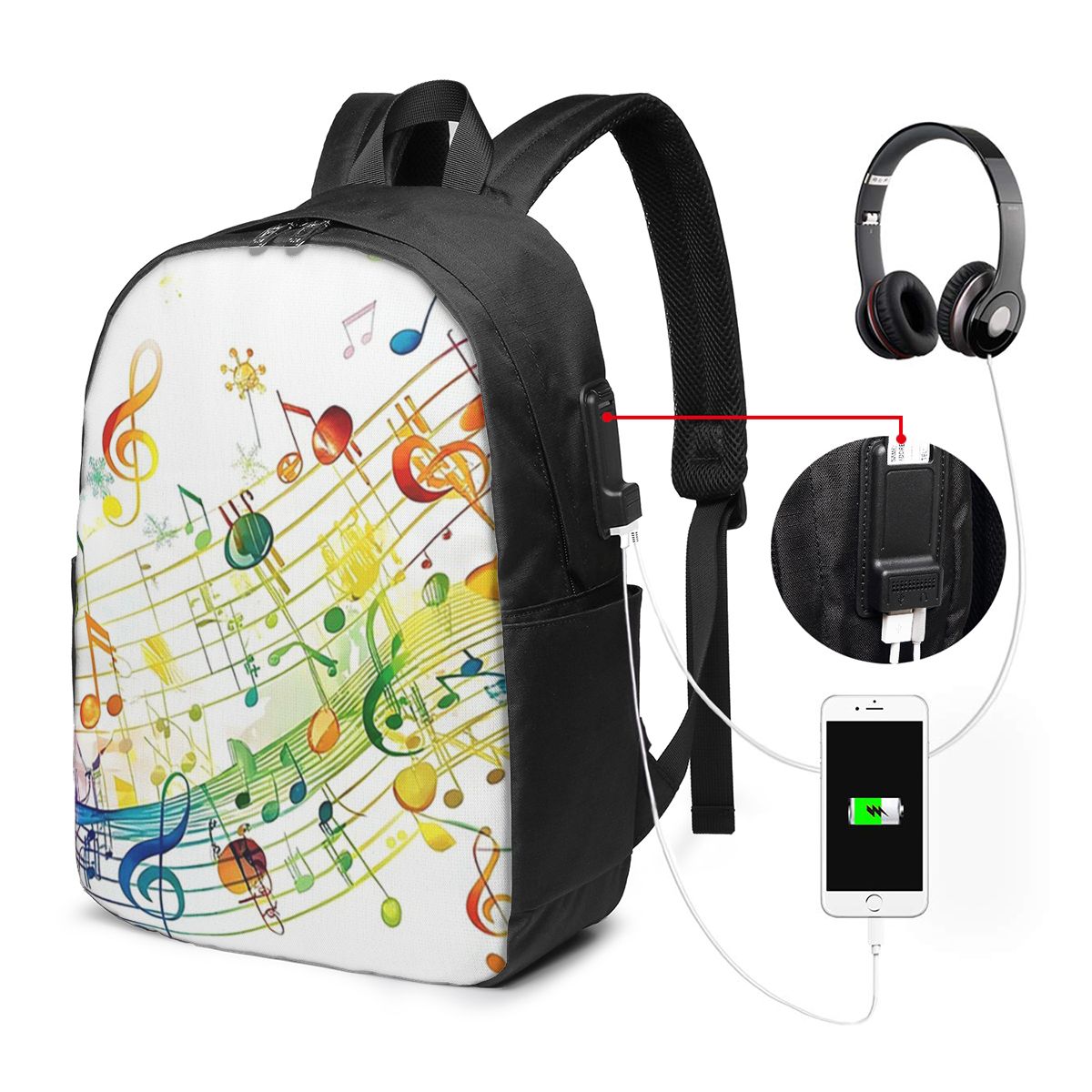 Laptop Bag - Soyut Piyano Tuşları Müzik Notalarıyla Birlikte