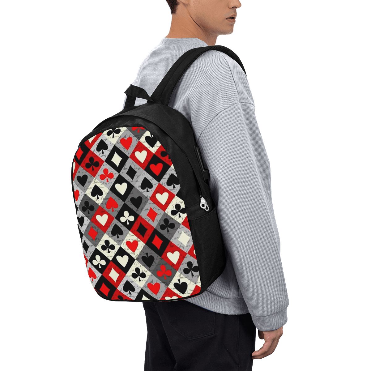 Laptop Bag - Oyun Kartları Poker Baskı Sırt Çantası