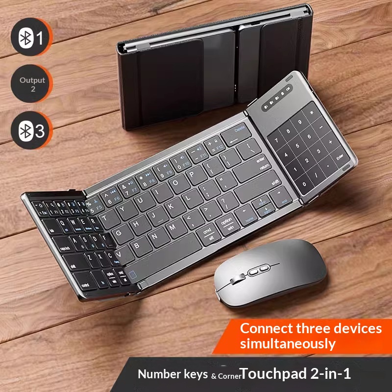 Laptop Mouse - Mengzu Üç Katlı Kablosuz Bluetooth Klavye,